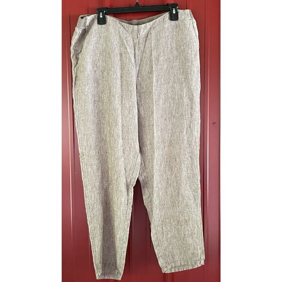 J Jill Love Linen Pants Wide Leg Ankle Crop Lagenlook Boho Minimalist Womens L - Picture 1 of 8